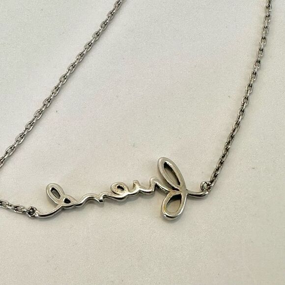 Kathy Davis scatter joy friend script  silver plated pendant necklace - Picture 10 of 10